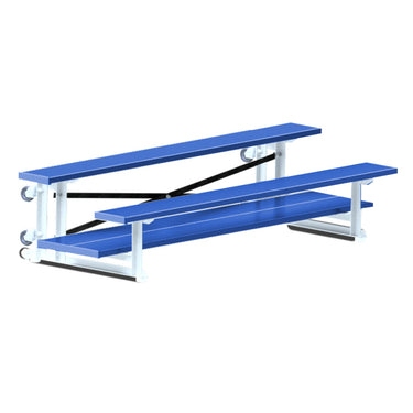 Bleacher - 7-1/2 ft. (2 Row - Double Foot Plank) - Tip & Roll (Powder Coated)